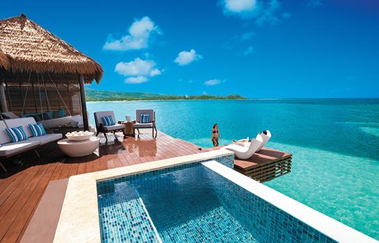 Over-water villa at a Sandals resort in the Caribbean
